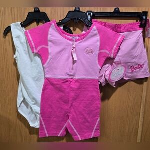 Barbie Pink Two-Tone Girls Romper & Shorts Set